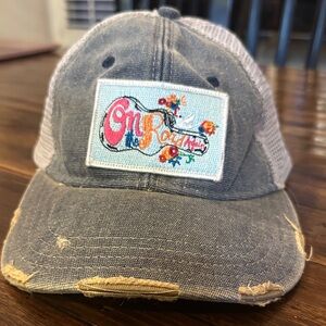 Judith March Blue and White on the road again Distressed Cap